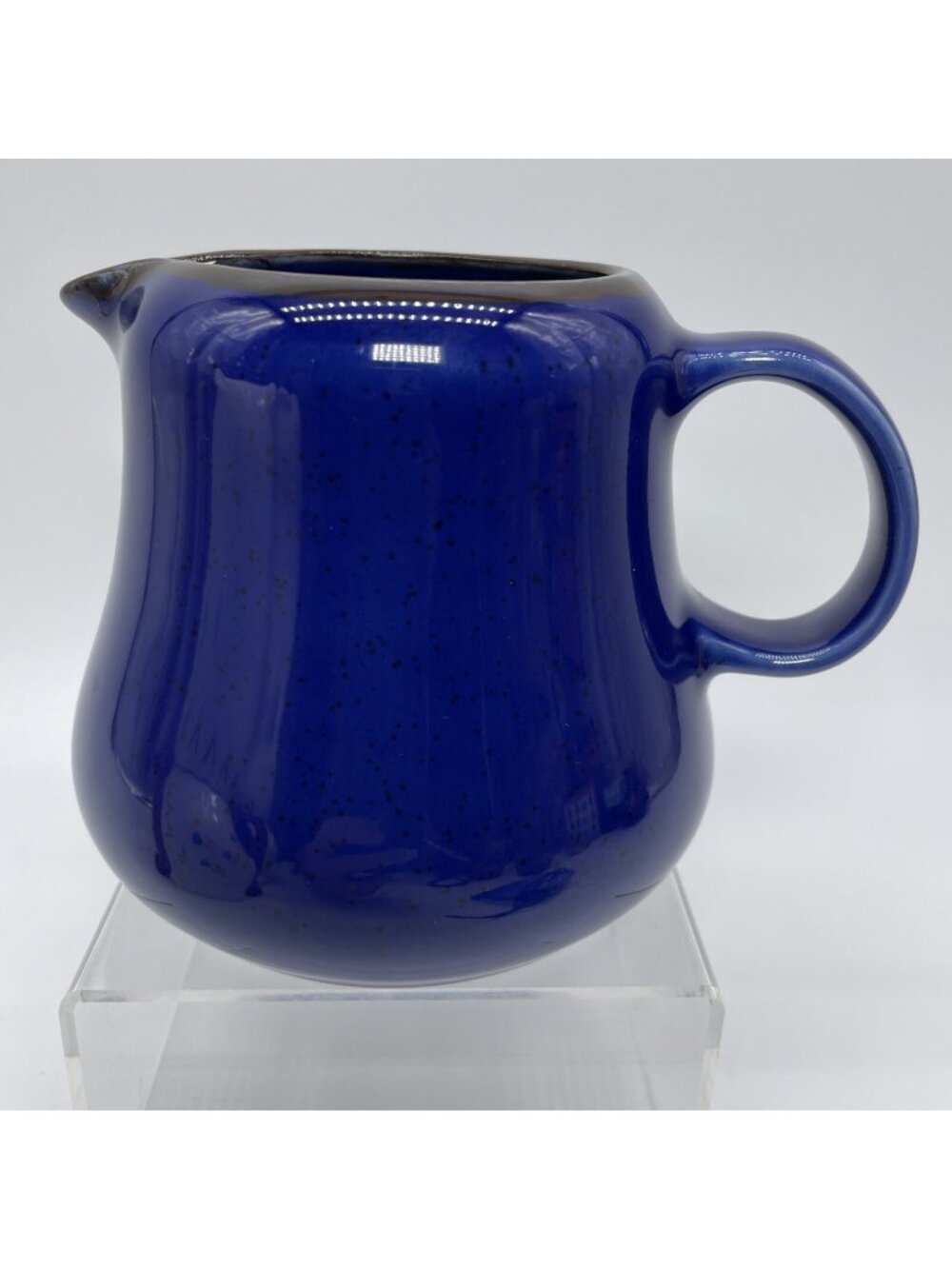 IKEA Fargrik Dark Blue Speckled Brown Rim 4” Pitcher Jug Creamer 15199